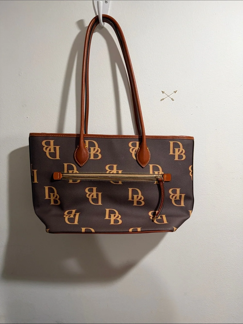 Dooney & Bourke Brown Tote with Tan Trim